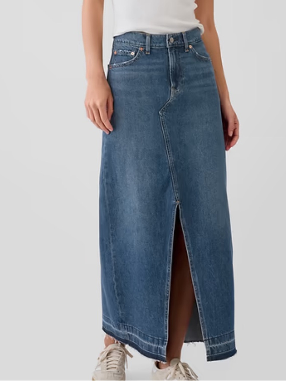 GAP Maxi Denim Skirt with Front Slit